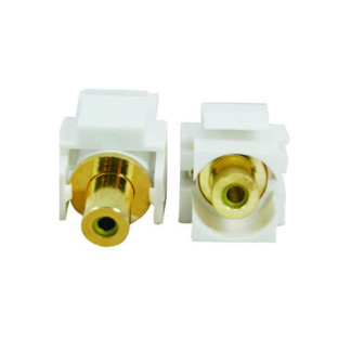 Gold Plated RCA Female to RCA Female, White RCA Coupler Adapter with White Keystone Insert  3 pcs/order