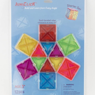 JUNICLICK TRANSLUCENT MAGNETIC BUILDING MINI TILES, 12PCS