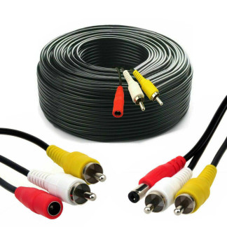 CCTV Camera Extension Cable Phono RCA Video Audio AV DC Power Black Lead   150FTs