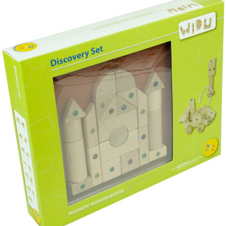 WIDU Magnetic Wooden Building Blocks, 30 Piece Discovery Set