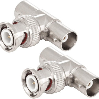 BNC Connectors, 100-Pack BNC Male to 2 BNC Female Adapter, T-Shaped Coax Splitter for Antenna, Coaxial Cable, Camera