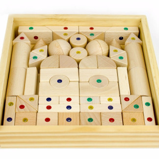WIDU Architectural Magnetic Wood Blocks, 56 Piece Set in Wooden Keepsake Case